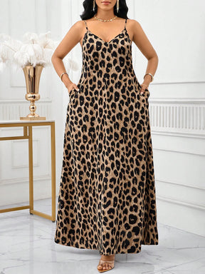 Lady Vestido Longo Feminino Estampa Leopardo Arco-Íris Férias