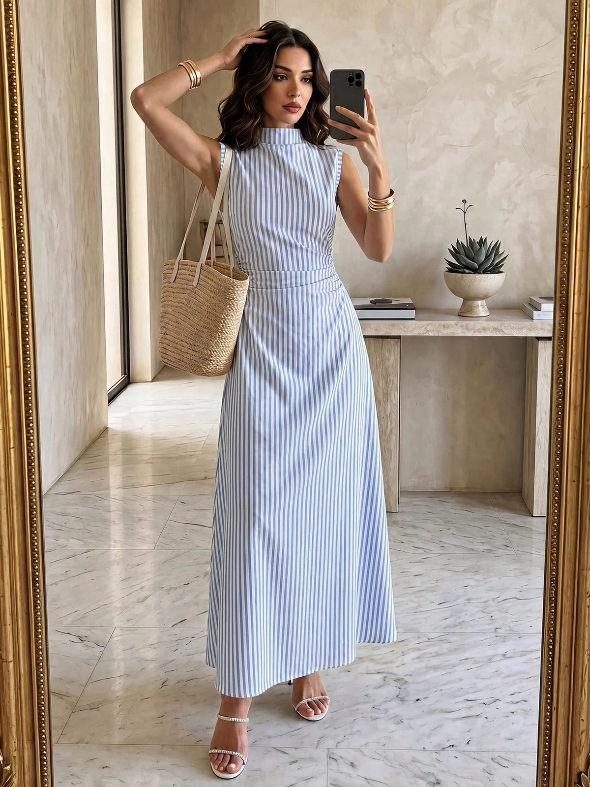 Firerie Vestido Longo Minimalista Romântico para Encontros, Uso