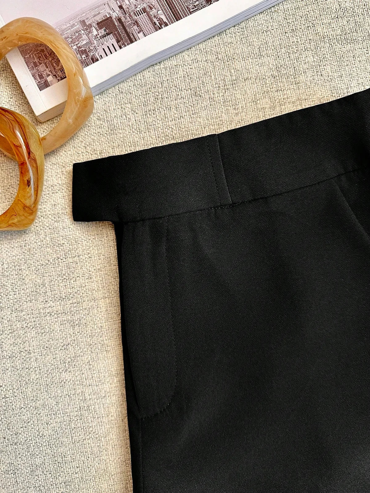 Shorts Casuais Femininos Simples de Cor Sólida com Bolso
