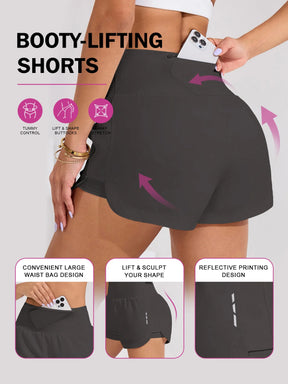 Shorts Femininos de Cintura Elástica com Bolso, Soltos e