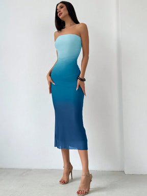 Vestido Bodycon Gradiente Mesh Print, Americano