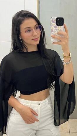 Blusa Manga Morcego Solta com Decote Canoa
