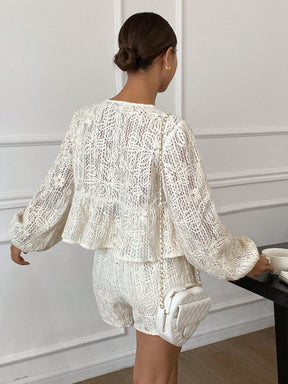Conjunto 2 Peças Top Coração com Alças de Laço e Calça Super Pantalona
