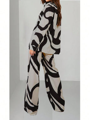 Conjunto Camisa Manga Longa e Calça Reta Colorblock