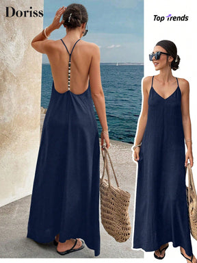 Vestido Sexy Costas Nuas com Tiras Cruzadas Criss-Cross