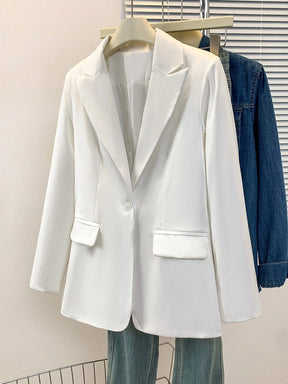 Blazer Alfaiataria Lapela Entalhada com Bolsos Frontais Clássico