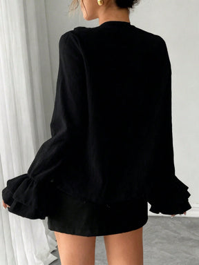 Blusa Cropped Frente Única Assimétrica em Camadas Boho Chic