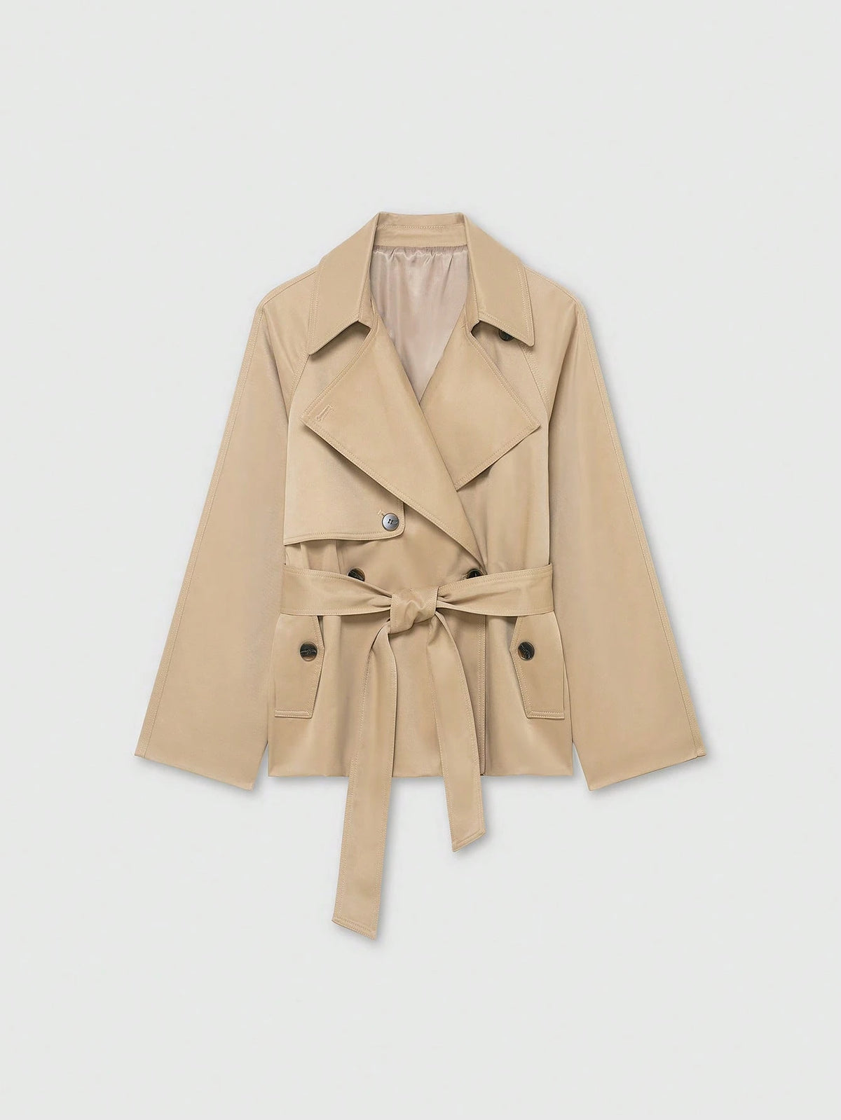 Trench Coat Curto Old Money com Amarração Frontal