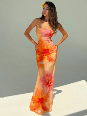 Vestido Longo Fluido Sem Alças Evasê Bicolor