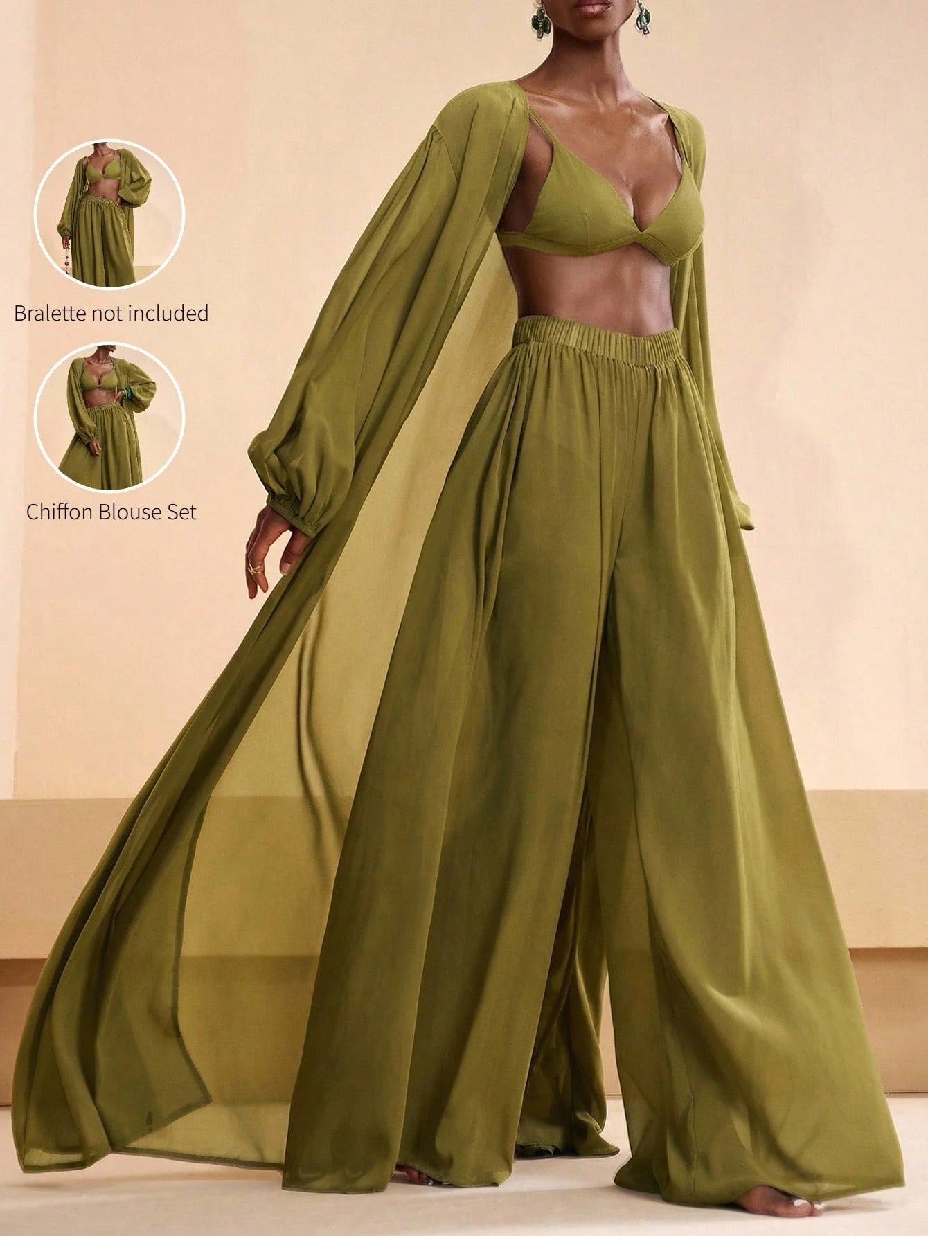 Conjunto Kimono Resort e Calça Palazzo com Estampa Étnica Boho