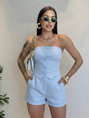 Conjunto 2 Peças Top Coração com Alças de Laço e Calça Super Pantalona