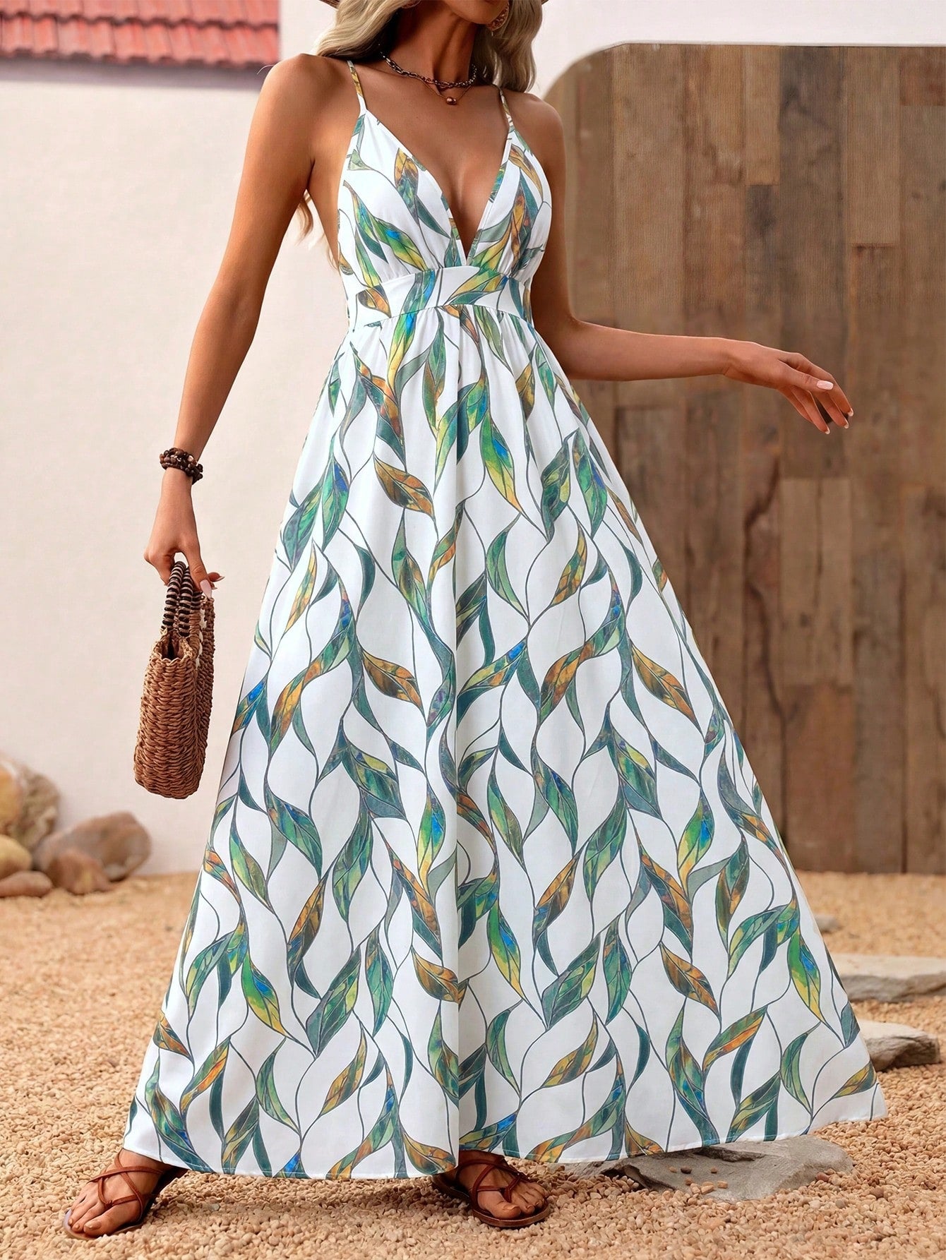 Vestido Sexy Costas Nuas com Tiras Cruzadas Criss-Cross