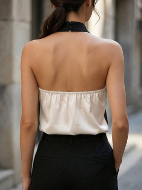 Blusa Cropped Frente Única Assimétrica em Camadas Boho Chic
