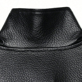 Jaqueta Bomber Couro Sintético Minimalista com Gola Alta
