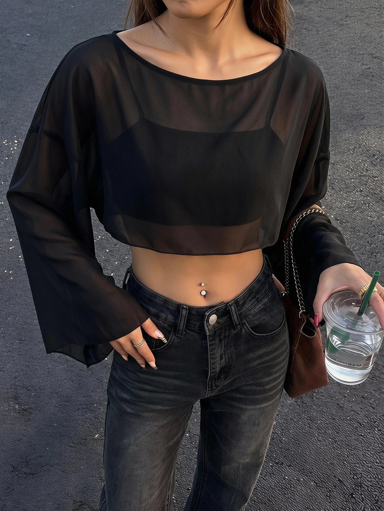 Blusa Manga Morcego Solta com Decote Canoa